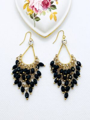 ジプシー モデルのロング イヤリング、ブラック