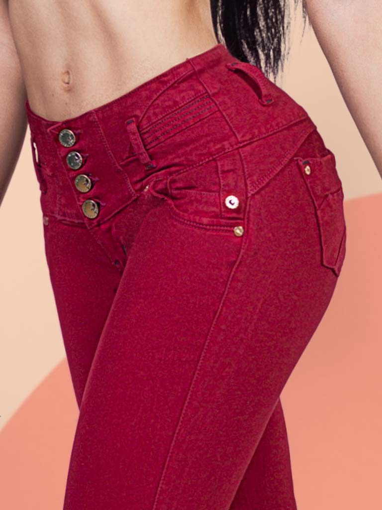 KF1058スキニージーン ヒップアップワインレッドカラー - 画像 (4)