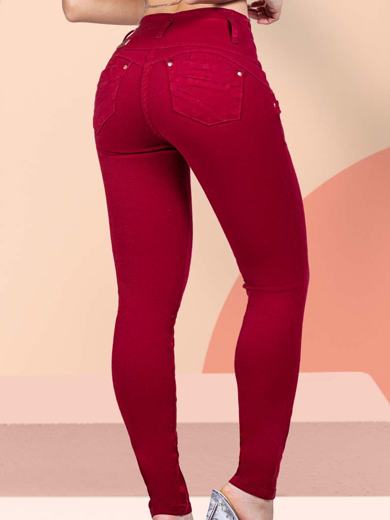 KF1058スキニージーン ヒップアップワインレッドカラー - 画像 (5)