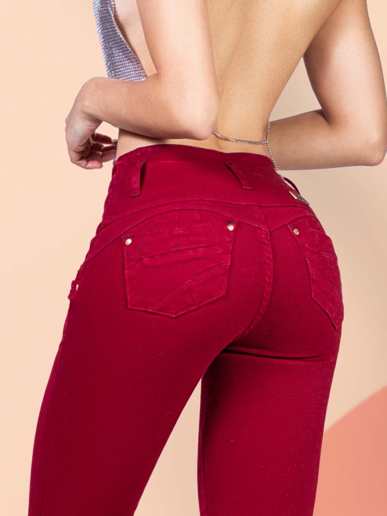 KF1058スキニージーン ヒップアップワインレッドカラー - 画像 (7)