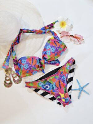 ［カップ付き］マルチカラープリントビキニ2点セット レディースSIZE-M