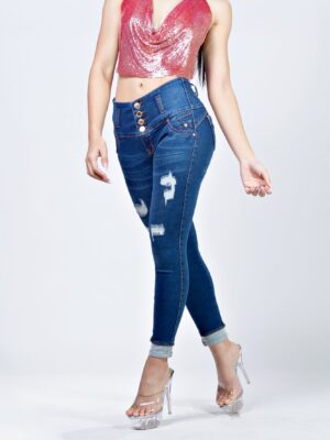 KF1054ジーンススキニーアンクル丈ブルーカラー