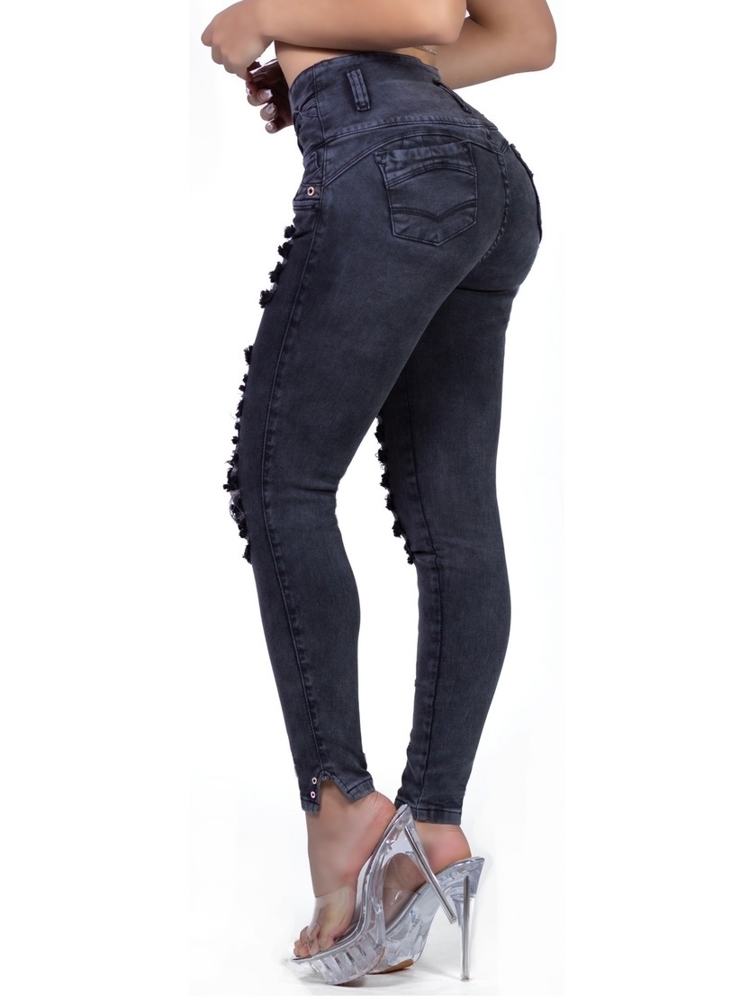 KF1049 プッシュアップスキニージーンスダメージ 鉛色 - 画像 (5)