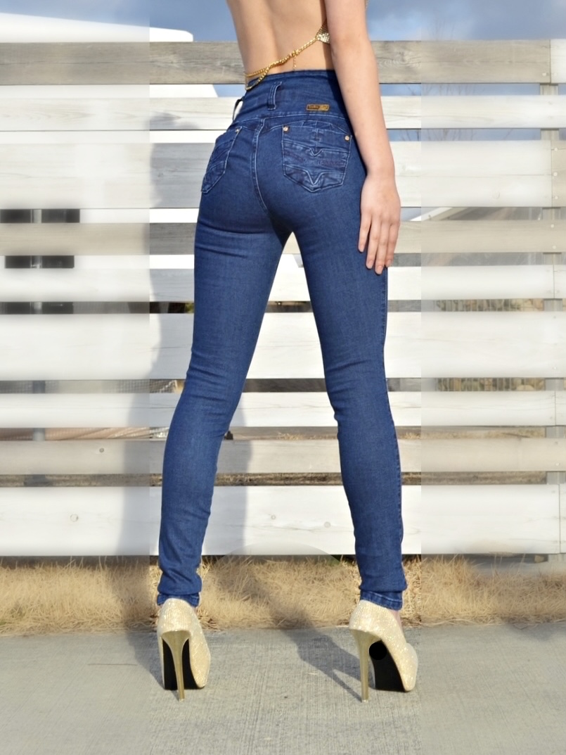 KF1079スキニージーンズベーシックブルーカラー - 画像 (6)