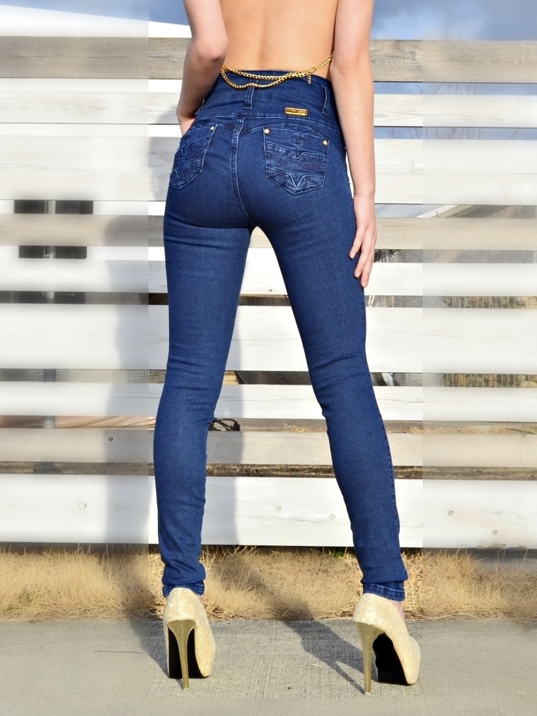 KF1079スキニージーンズベーシックブルーカラー - 画像 (4)