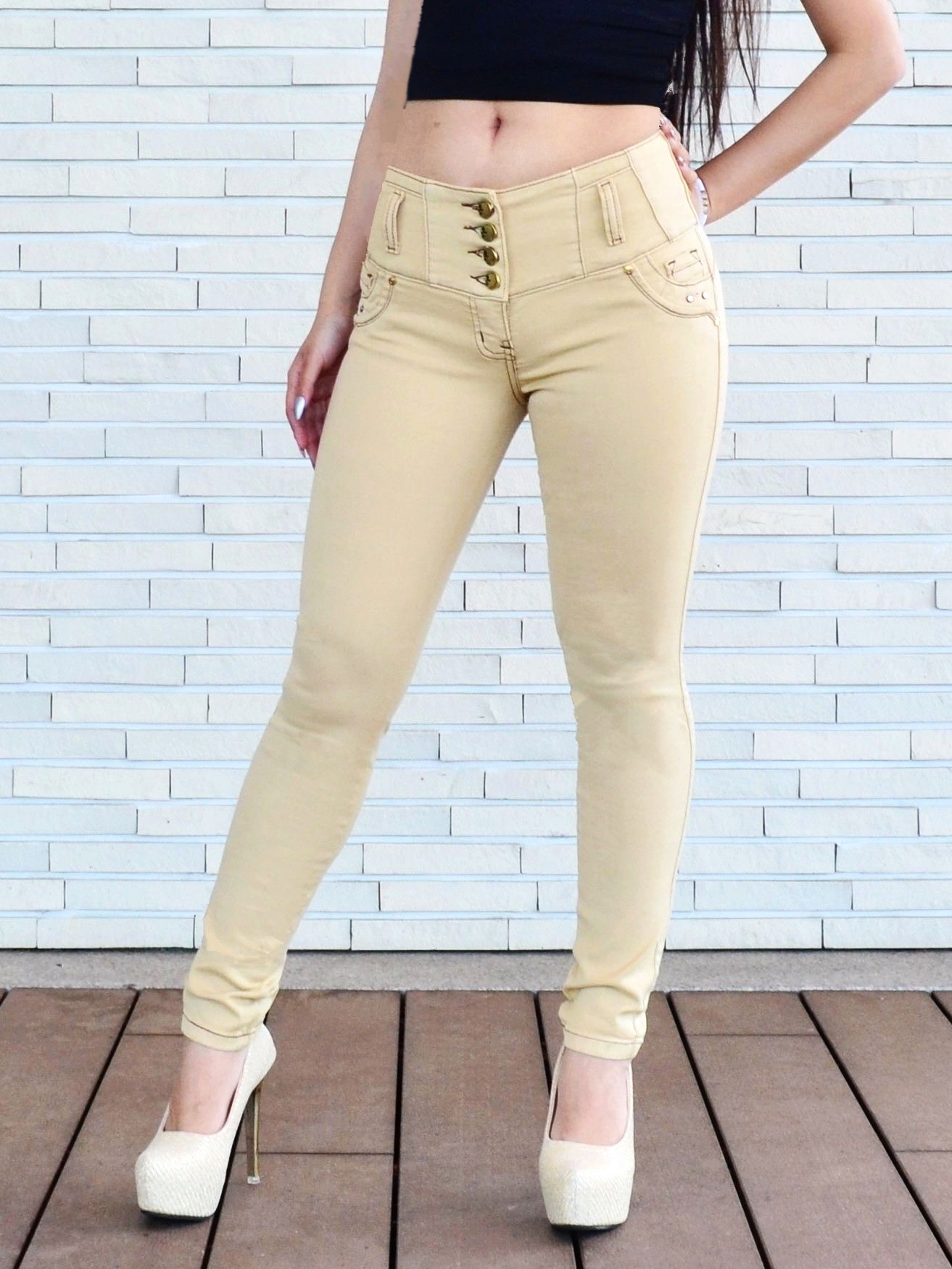 KF1093 プッシュアップスキニーパンツ肌色