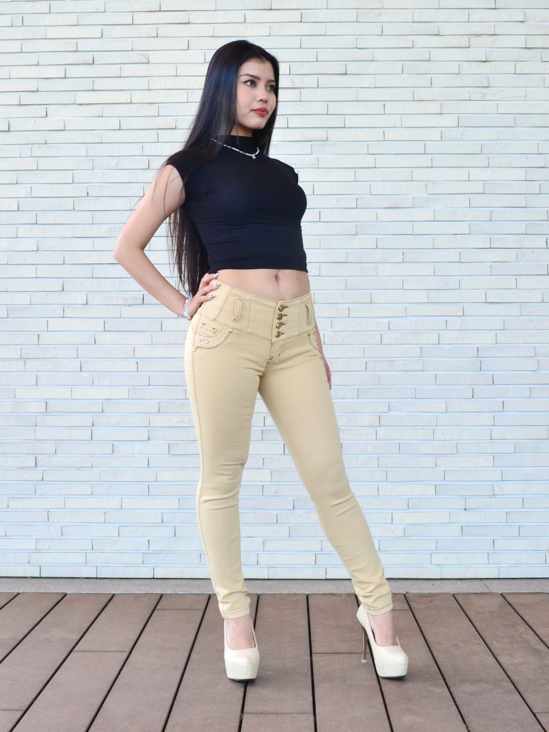 KF1093 プッシュアップスキニーパンツ肌色 - 画像 (4)