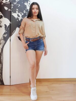 SP004 ショートパンツブルーカラー ボタンが一つだけ