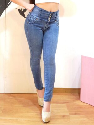 KF1074プッシュアップスキニージーンズベーシックライトブルーカラー