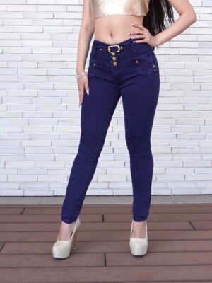 KF1080プッシュアップスキニージーンスダークブルーカラー