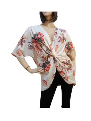 着物風ブラウスホワイトプリント