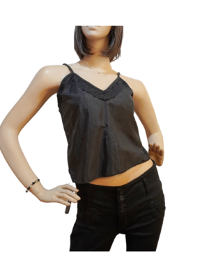 レディーストップ サテンとコットンスパンデックス素材のストラップ付き