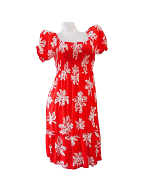 レディース ドレス レッドフローラルプリントSIZE:FREE