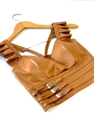 レディースレザートップスブラウンSIZE-M