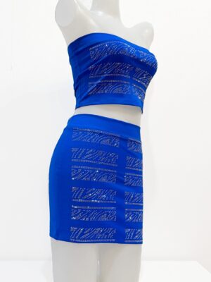 V56ラインストーン付きストラップレス＆ミニスカートセット