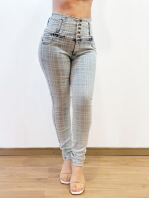 KF1118美尻＆美シルエット♡チェッカー柄スキニーデニム（5ボタン仕様）