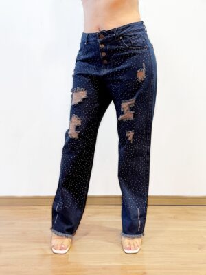 KF1121ストラス輝く♡ダメージワイドデニム（美シルエット）