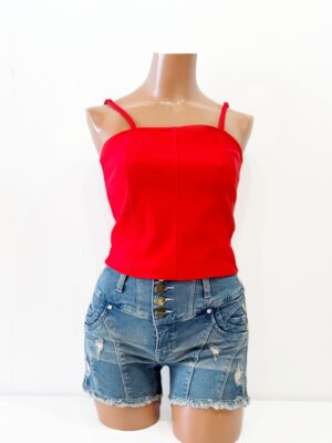 BL191レッド ライクラ ブラウスSIZE-M